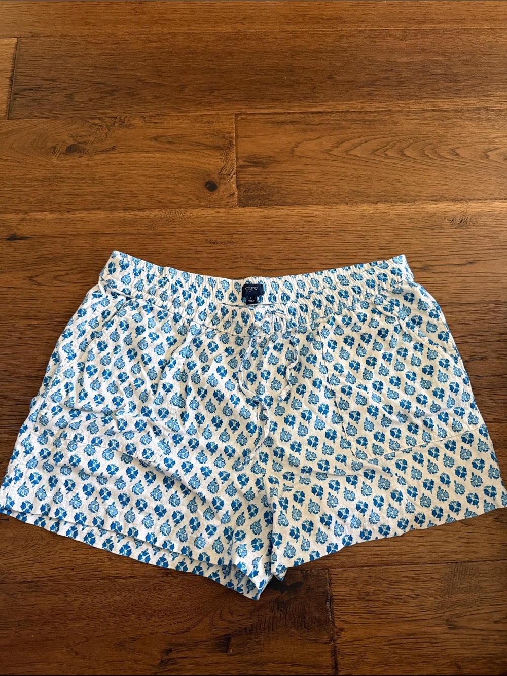 J. Crew Blue Patterned Cotton Drawstring Women’s Shorts